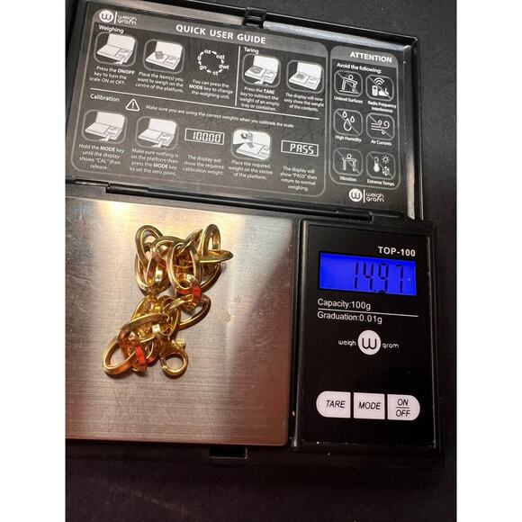 Yellow gold over bronze link bracelet 8 inches - Picture 10 of 10